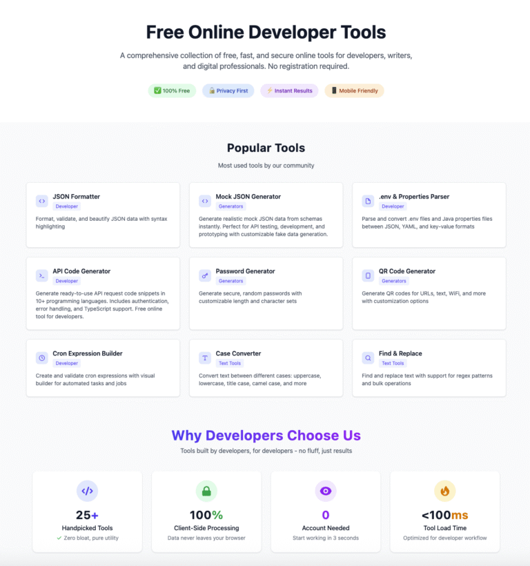 Free Online Developer Tools